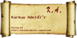 Karkus Adolár névjegykártya